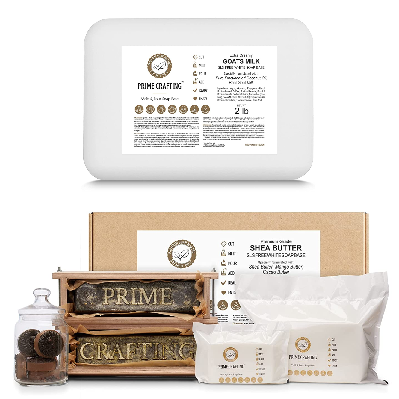 Prime Crafting 5 LB - Shea Butter Melt and Pour Soap Base - SLS Free -  Premium Glycerin Soap Base fo…See more Prime Crafting 5 LB - Shea Butter  Melt