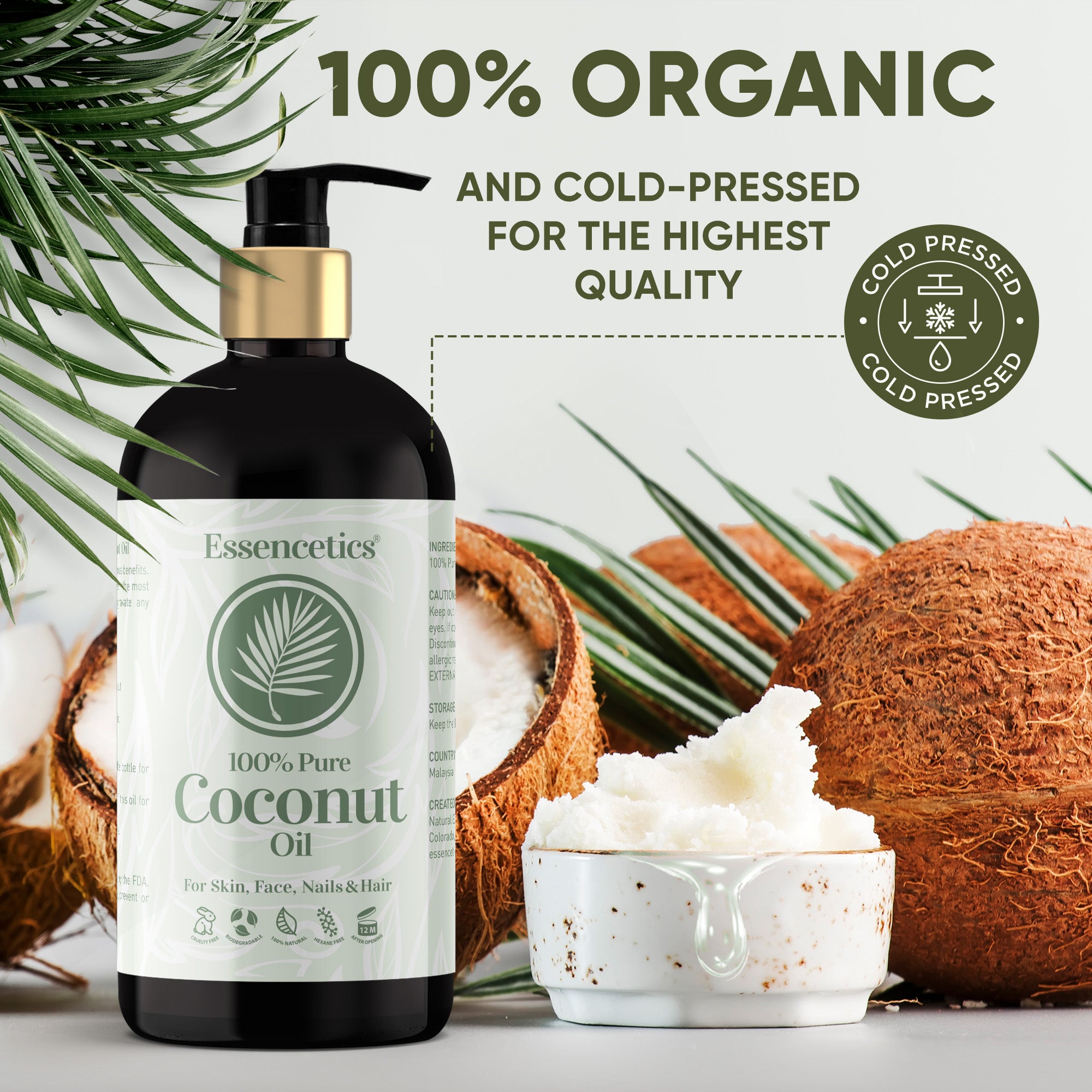Essencetics Fractionated Coconut Oil 16 oz - 100% Pure & Natural Liqui